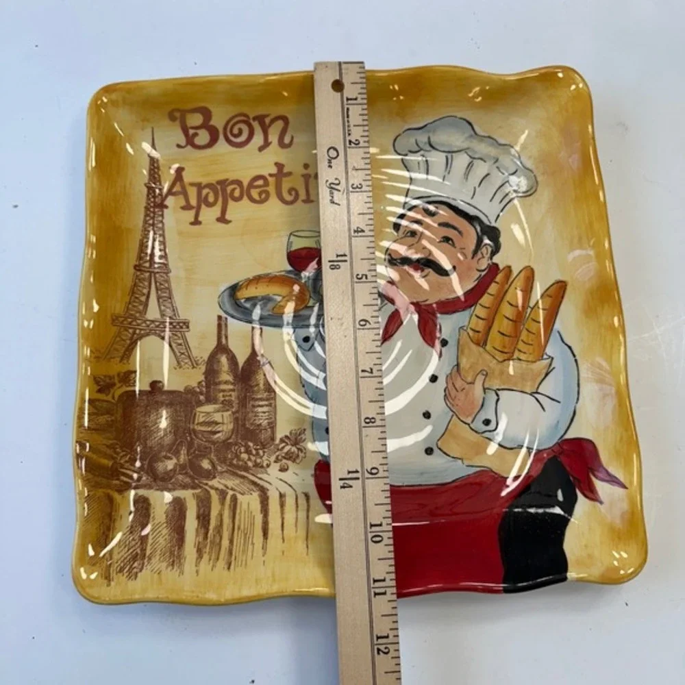 Maxcera Fat Chef Plate Bon‎ Appetit Eiffel Tower Serving Platter 11